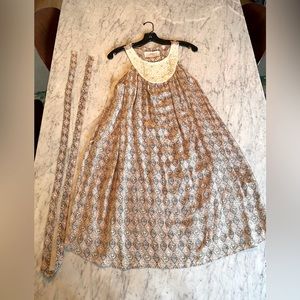 Embroidered collar swing dress